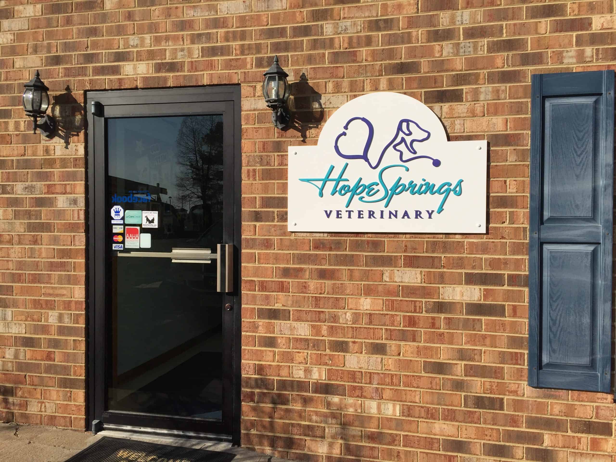 Company signs designed by DeSign, Inc. - See veterinary sign for Hope Springs Vet.
