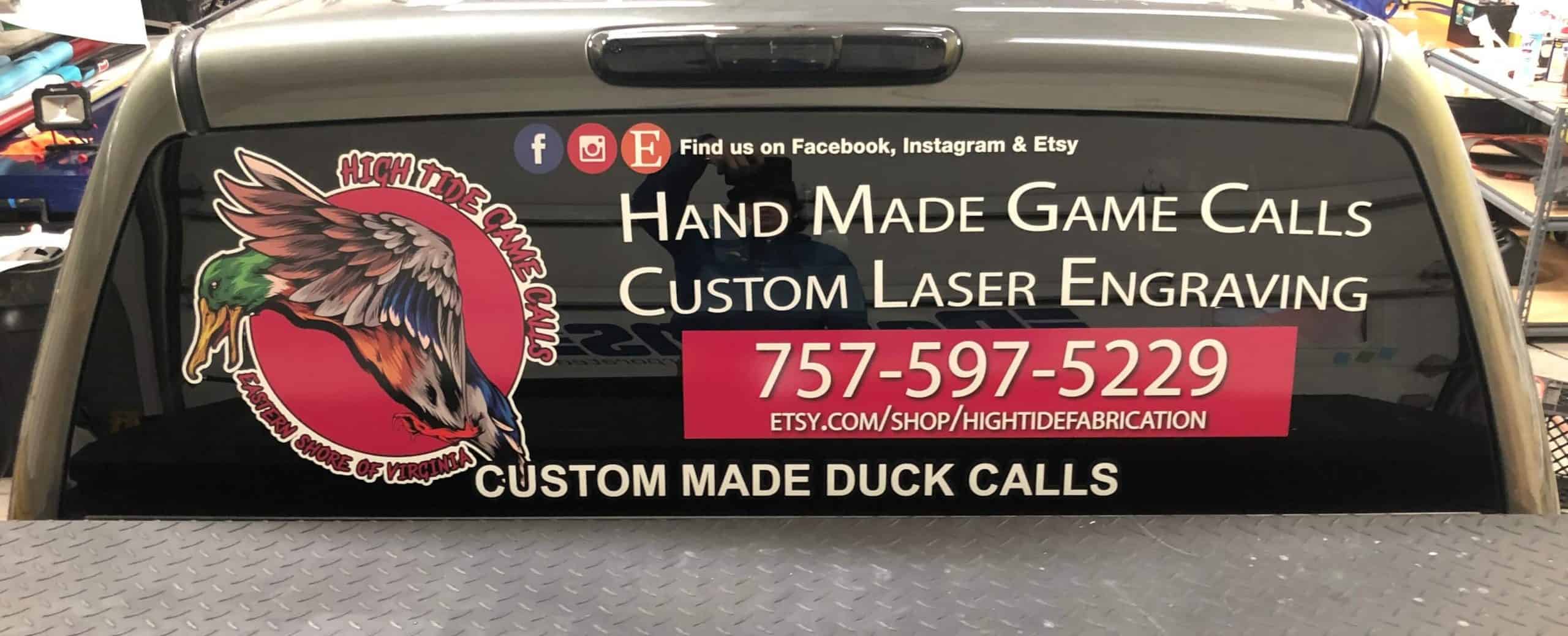 Graphics and lettering on rear-window auto glass