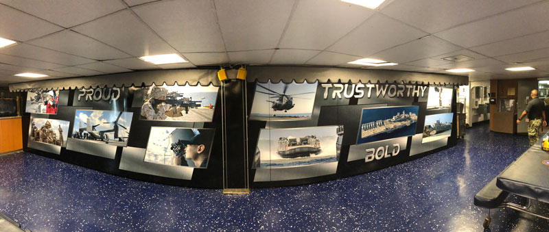 Mess hall wall murals. Large mural for U.S. Navy by DeSigns, Inc.